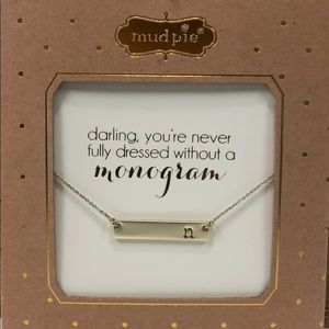 Mud Pie Chelsea Initial n Bar Necklace